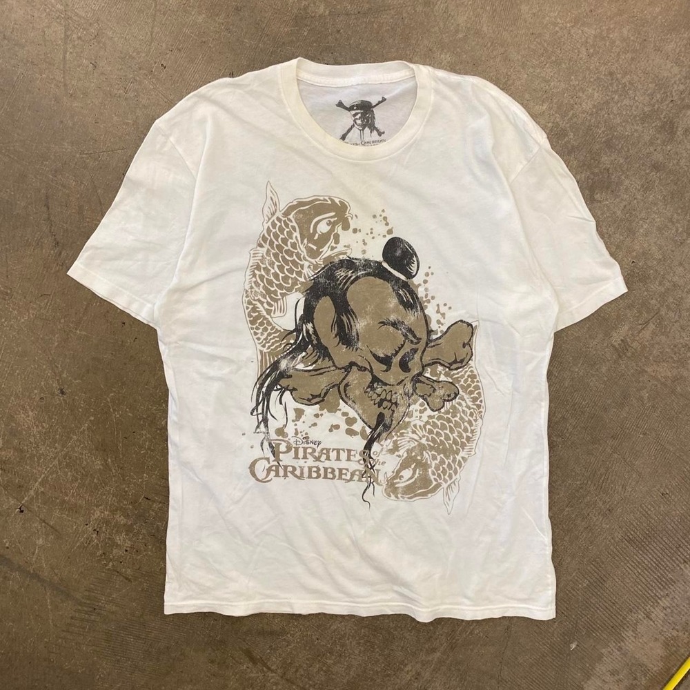 Vintage Y2K Disney Pirates of the Caribbean 2000s Skull Grunge Skate T-Shirt XL